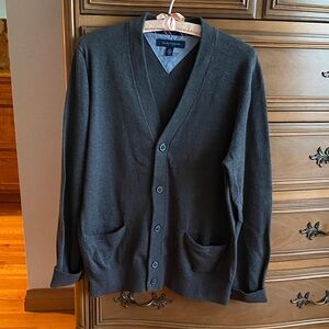 Tommy Hilfiger Men’s Dark Gray V-Neck Button Cardigan